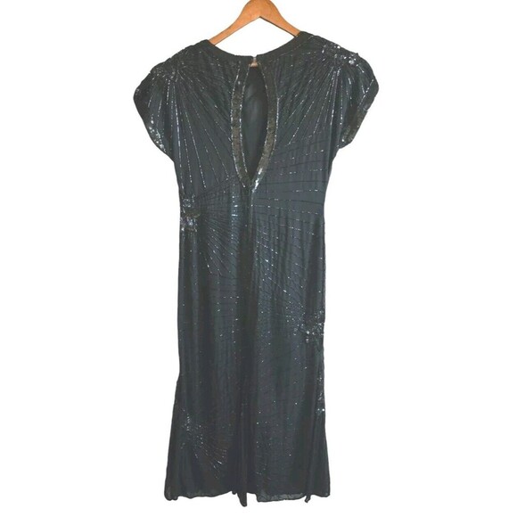 Vintage Brilliante By JA Dress Women's Large Black Beaded Sequins Maxi Lined Zip - Picture 9 of 13